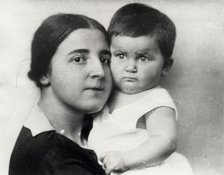 Nadezhda Alliluyeva, second wife of Josef Stalin, and their daughter Svetlana Alliluyeva, 1927. Artist: Unknown