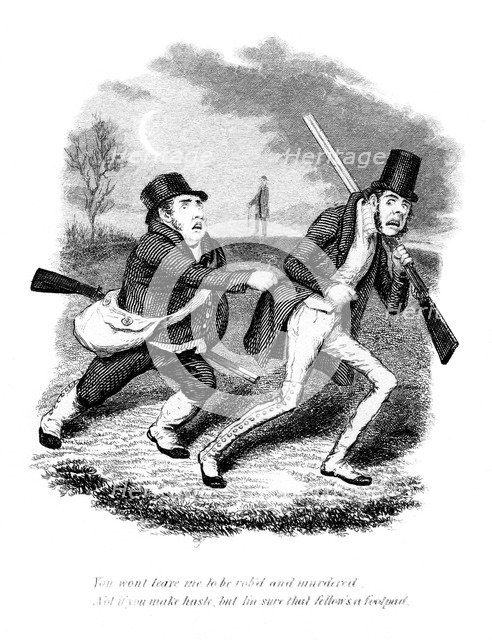 Cartoon showing hunters or poachers, 19th century. Artist: Unknown