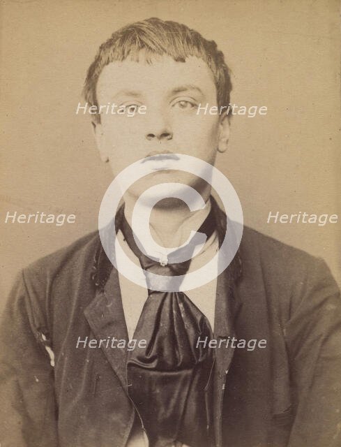 Borderie. Raoul. 18 ans, né à Castelsarazin (Tarn & Garonne). Peintre en bâtiment. Anarchi..., 1894. Creator: Alphonse Bertillon.