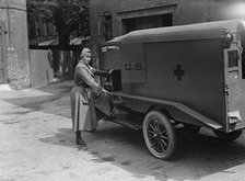 Harriman, Mrs. James Borden with Red Cross Ambulance, 1917. Creator: Harris & Ewing.