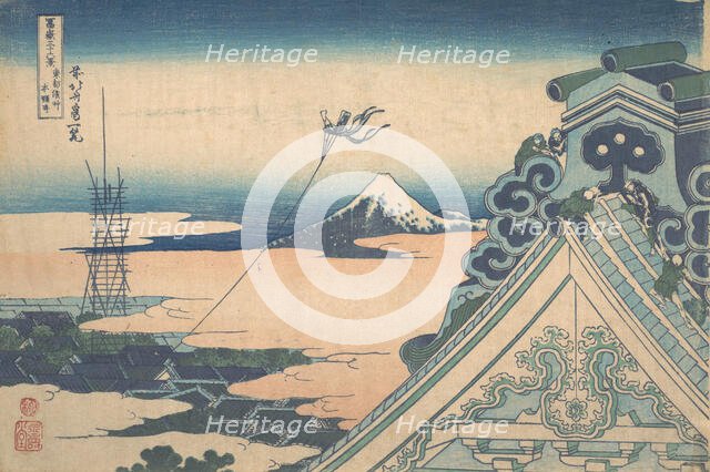 Honganji at Asakusa in Edo (Toto Asakusa Honganji), from the series Thirty-six View..., ca. 1830-32. Creator: Hokusai.