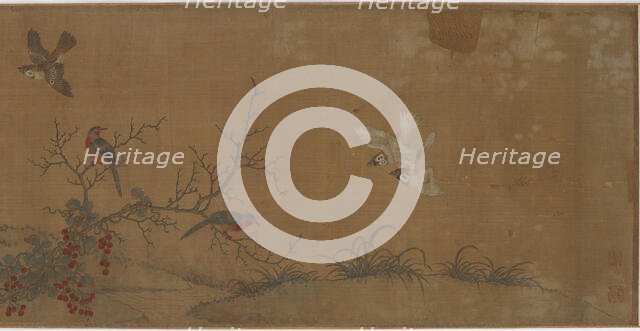 Rabbits, birds, and flowers, 17th century. Creator: Unknown.