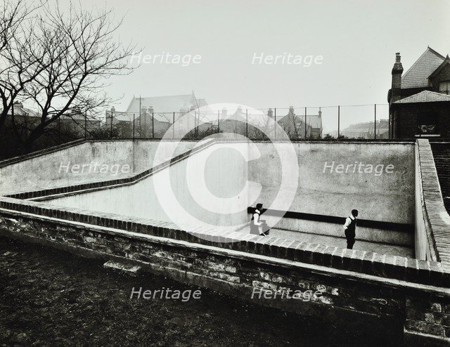 Boys playing in a fives court, Strand School, London, 1914. Artist: Unknown.