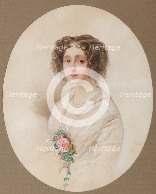 Portrait of Alexandra Mikhaylovna Chelishcheva (1816-1913), 1851. Artist: Hau (Gau), Vladimir Ivanovich (1816-1895)