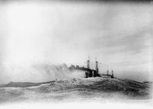 Navy, U.S. Battleships in Storm at Sea, 1913. Creator: Harris & Ewing.