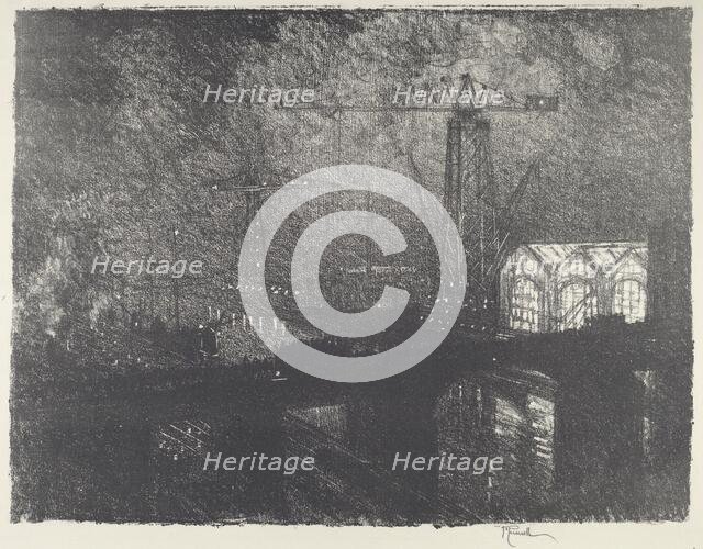 The Shops at Night, Changing Shifts, 1916. Creator: Joseph Pennell.