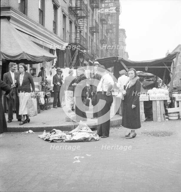Sixth Street and Avenue C, New York City - Background photo for Hightstown project, 1936. Creator: Dorothea Lange.