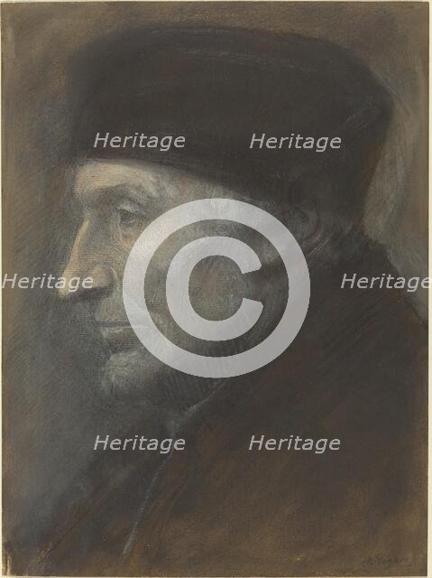 Head of a Man with a Skullcap. Creator: Alphonse Legros.