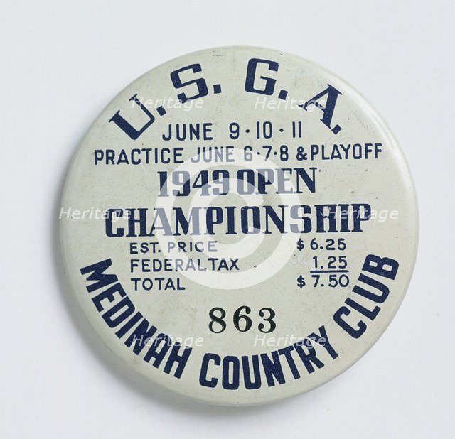 Spectator's plastic badge from US Open, 1949. Artist: Unknown