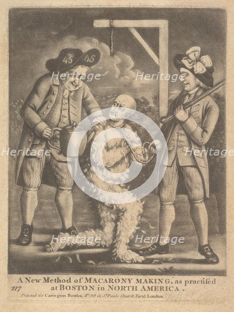 A New Method of Maracrony Making as Practised at Boston in North America, ca. 1774. Creator: Carington Bowles.