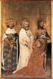Richard II of England with his patron saints, between 1395 and 1399. Creator: Wilton Master (active 1395 - 1399).