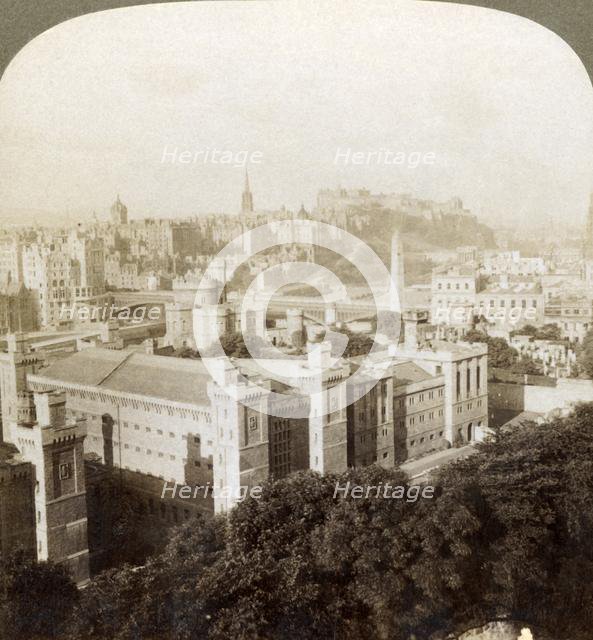 'Edinburgh, from Calton Hill, S.W. to the Castle, over old burial ground, Scotland', 1902. Creator: Underwood & Underwood.