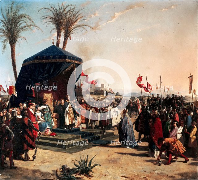 Saint Louis, King of France Receiving Robert Patriarch of Jerusalem in Damietta in 1249. Artist: Gué, Jean-Marie Oscar (1809-1877)