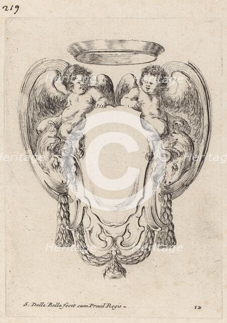 Cartouche with Rams and Infant Satyrs, 1647. Creator: Stefano della Bella.