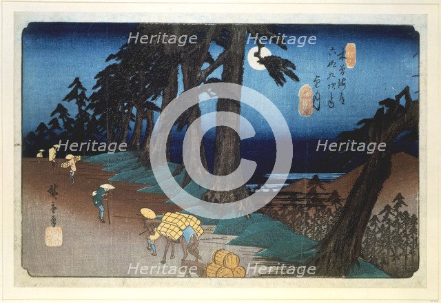 'Full Moon at Mochizuki', from 69 stations of Kisokaido, 1832. Artist: Ando Hiroshige
