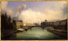 The Seine and Ile de la Cite, seen from Pont Royal, 1855. Creator: Francois-Edme Ricois.
