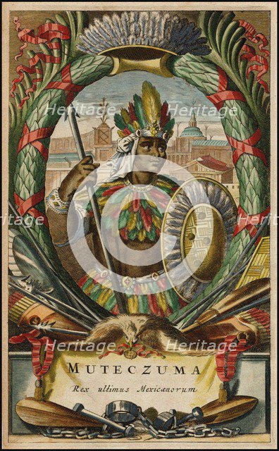 Muteczuma Rex ultimis Mexicanorum, 1671. Artist: Ogilby, John (1600-1676)