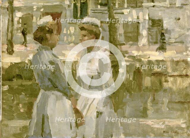 Dienstmeisjes op de Leidsegracht, c.1890-c.1900. Creator: Isaac Lazerus Israels.