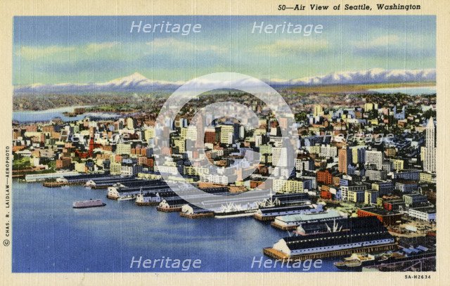 Aerial view of Seattle, Washington, USA, 1935. Artist: Unknown