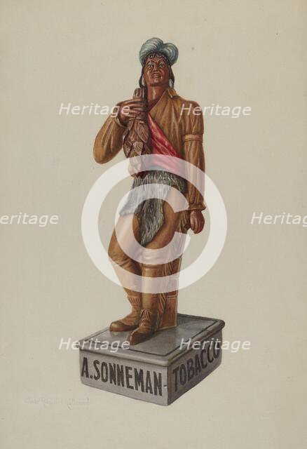 Cigar Store Indian, c. 1939. Creator: Elmer R. Kottcamp.