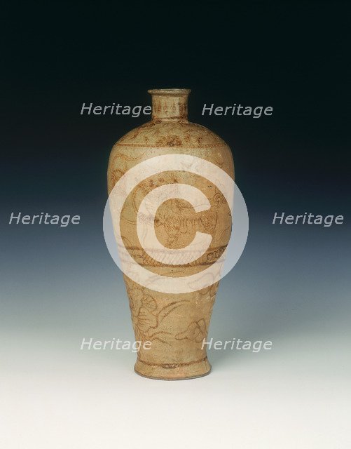 Brown painted vase and cover, Jin or Yuan dynasty, China, 13th century. Artist: Unknown