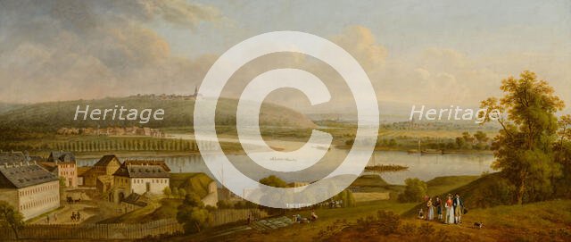 River landscape with the Mouth of the Main into the Rhine near Hochheim. Creator: Schneider, Johann Kaspar (1753-1839).