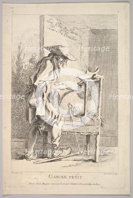 Frontispiece: Gaigne Petit, from Le Cris de Paris (The Cries of Paris), plate 1, 18th century. Creator: Simon François Ravenet.