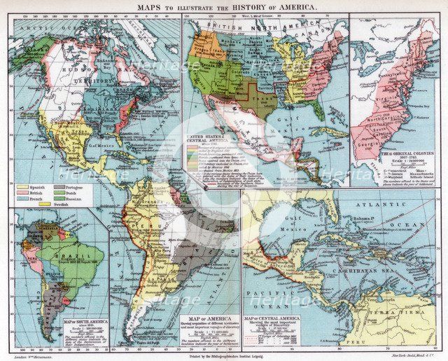 Maps to illustrate the history of America, 1901. Artist: Unknown