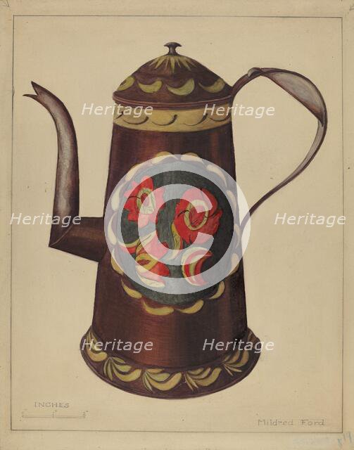 Toleware Coffee Pot, 1935/1942. Creator: Mildred Ford.