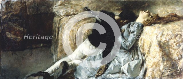 Paolo and Francesca, ca 1887. Creator: Previati, Gaetano (1852-1920).