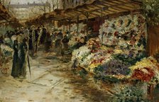 'Flower Market', 1882.  Artist: Jean Francois Raffaelli