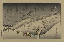 Twilight Snow at Asuka Hill. From the series Eight views in the environs of Edo, 1838. Creator: Hiroshige, Utagawa (1797-1858).