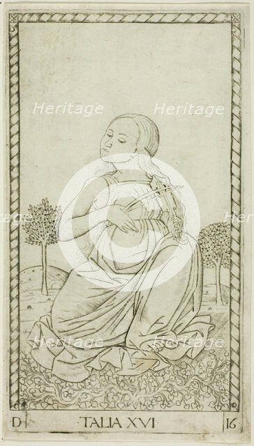 Thalia, plate sixteen from Apollo and the Muses, c.1465. Creator: Unknown.