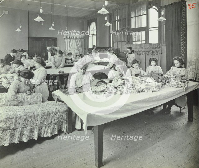 An Upholstery class for female students at Borough Polytechnic, Southwark, London, 1911. Artist: Unknown.