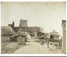 St Clement’s Church in Sandwich, seen from the south, with a cart and thatched..., 1854-1857. Creator: WG Campbell.