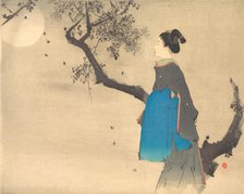 Profile View of a Woman Strolling in the Moonlight, ca. 1908. Creator: Unknown.
