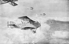 A French squadron of daytime bombers above a sea of clouds, 1918, (1926).Artist: Etienne Cournault