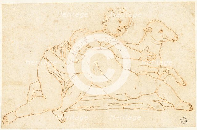 Two Putti with Lamb, n.d. Creator: School of Leonardo da Vinci Italian, 1452-1519.
