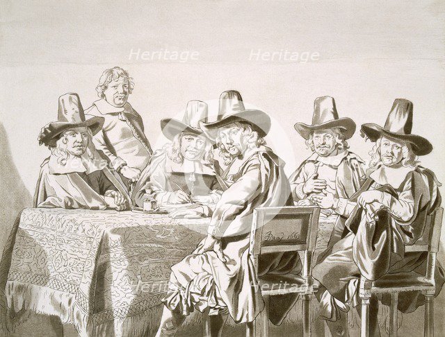 Study of the 'The Regents of the Children's Orphange in Haarlem'; pub. 1821-28. Creator: Jan de Bray (1627-1697).