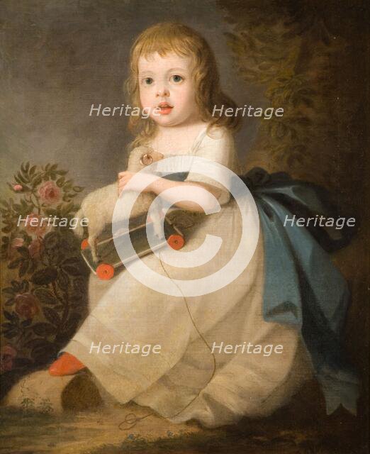 Portrait of a Child with a Toy Sheep, 1850. Creator: Unknown.
