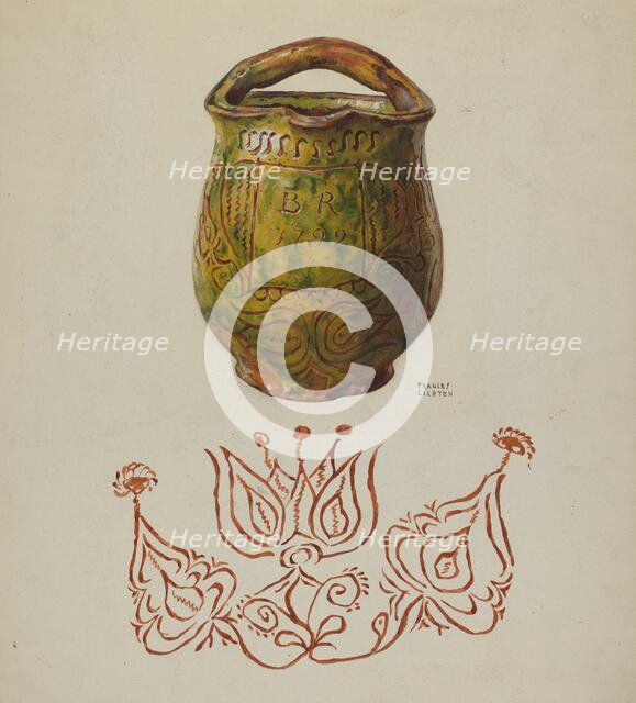 Pa. German Jug, c. 1937. Creator: Frances Lichten.
