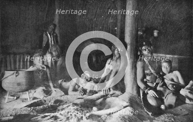 Interior of a Zulu hut, 1912. Artist: Unknown.