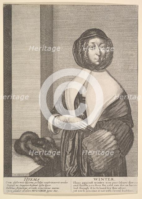 Hyems - Winter (Three-quarter-length seasons), 1641. Creator: Wenceslaus Hollar.