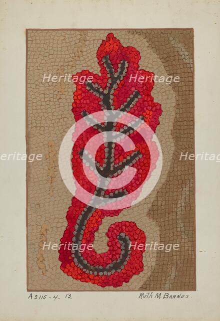 Hooked Rug (Section of Border), c. 1936. Creator: Ruth M. Barnes.