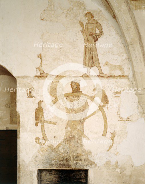 Wheel of the Five Senses, mural on the east wall, Longthorpe Tower, Cambridgeshire, 2010. Artist: Historic England Staff Photographer.