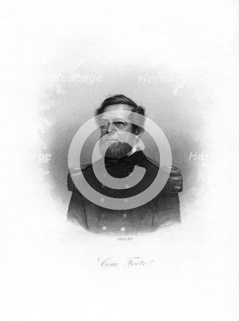 Commodore Andrew Hull Foote, American naval officer, late 19th century.Artist: John A O'Neill