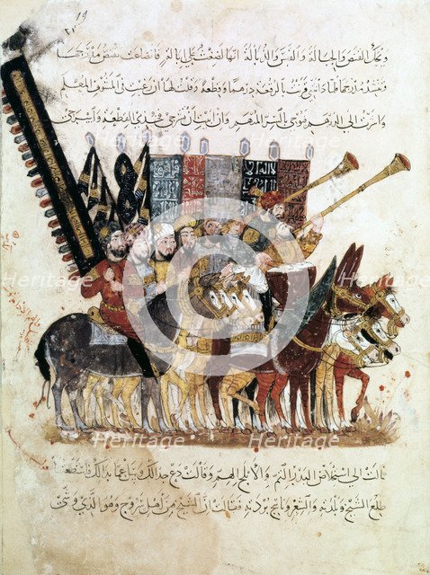 Troop of horsemen at a religious ceremony, c1240. Artist: Anon