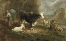 Farmyard with Cattle, 1849. Creator: Eugene Fromentin.