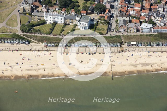 Beach huts on the seafront, Southwold, Suffolk, 2016. Creator: Damian Grady.