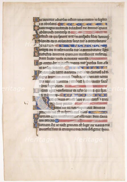 Manuscript Leaf from a Royal Psalter, 13th century. Creator: Unknown.
